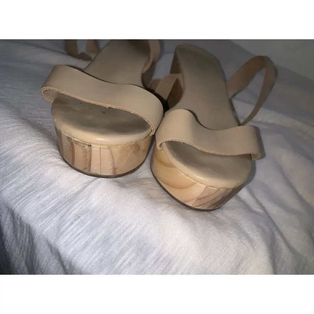 Nisolo Sandals Womens 8.5 Wrap Around Platform Bone Off White Leather Shoes